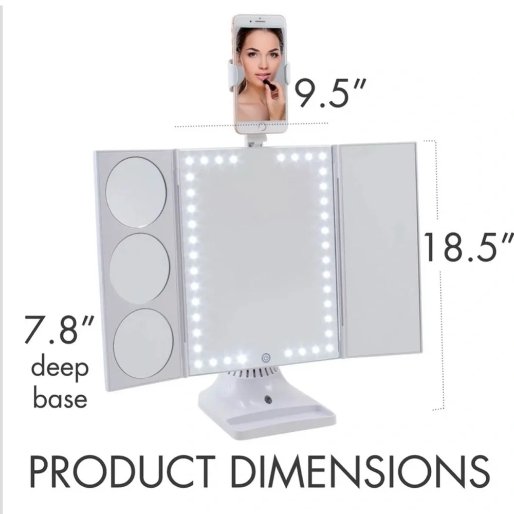 GloTech Bluetooth LED Makeup Mirror with Phone Attachment
